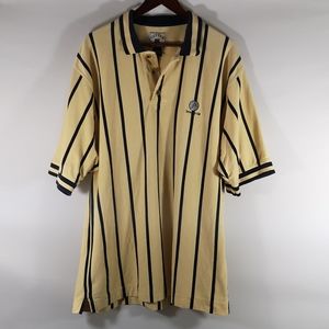 Cutter & Buck Men's Golf Shirt, EUC, Yellow with Blue Stripes, Size Large